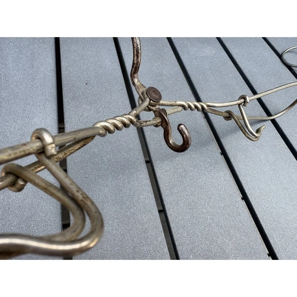 Vintage heavy duty twisted wire clothes hangers folding 1930's steampunk